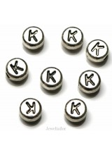 NEW! 1 Letter K Quality Silver Plated Round Alphabet Bead 7mm ~ Ideal For Occasion Name Bracelets, Card Making & Other Craft Activities